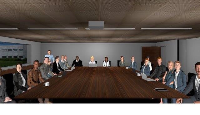 VR-Bild eines kleinen Konferenzraumes